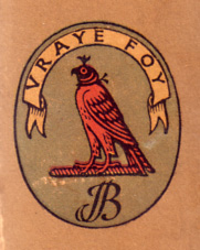 The Boswell crest: a hooded hawk, with the motto Vraye Foy