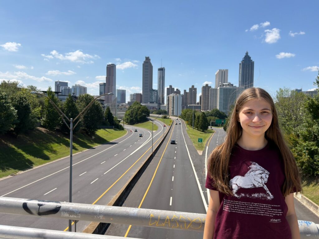 Olivia on the bridge.